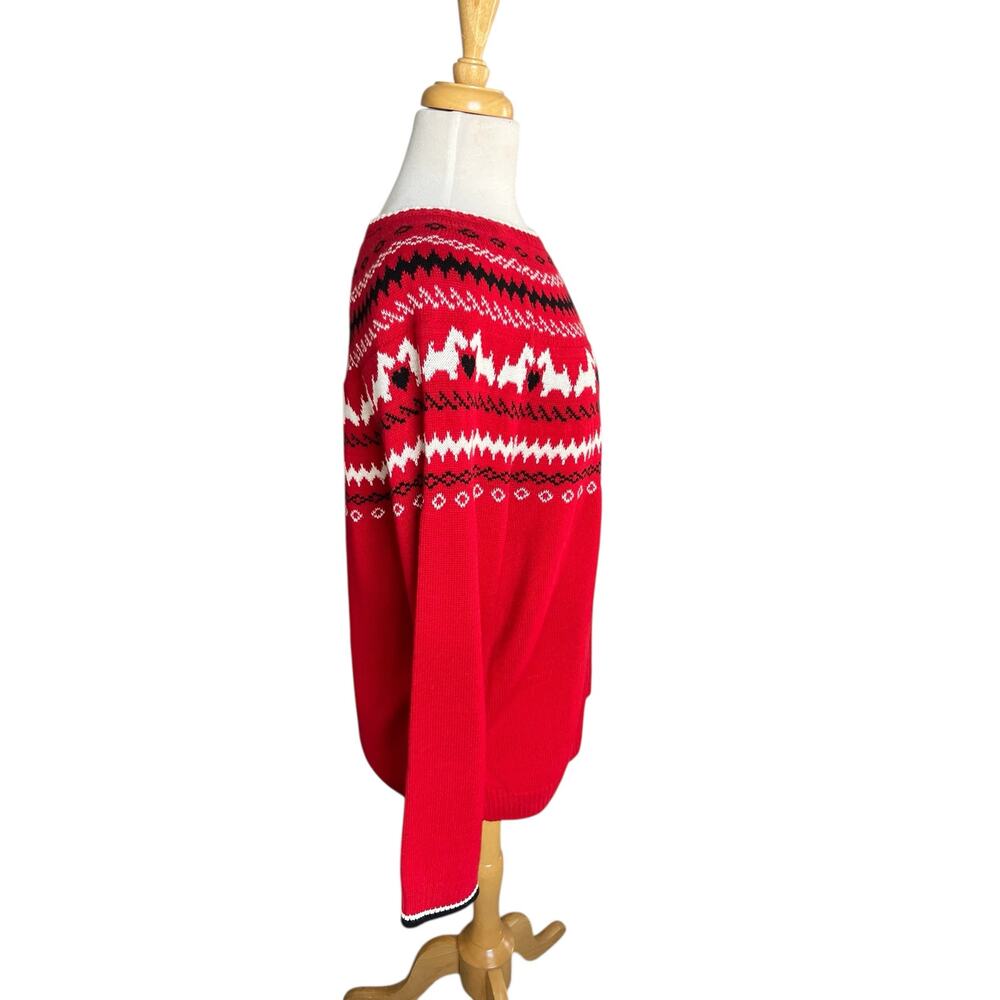 Charter Club Scottie Dog Fair Isle Sweater Novelty Christmas Holiday Red Size XL - Picture 6 of 14